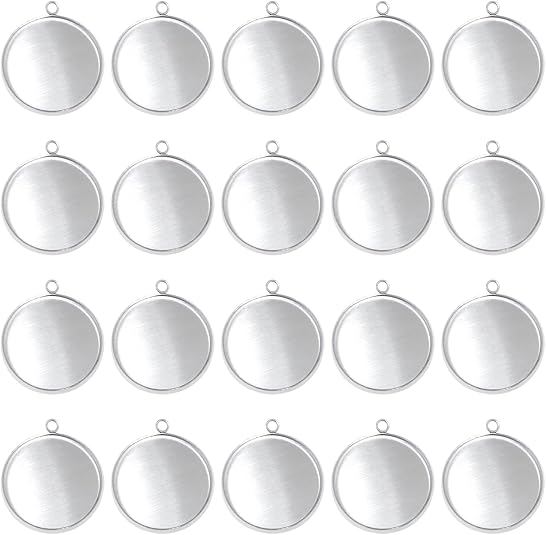 Jewelry Making Tray - 20 sztuk okrągłych bazy z nierdzewnej